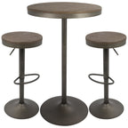 Dakota Pub Set - Antique Metal, Brown Bamboo