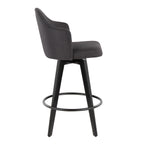 Ahoy 26" Fixed-Height Counter Stool - Set of 2 - Black Bamboo, Charcoal Fabric, Black Metal