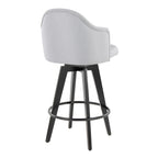 Ahoy 26" Fixed-Height Counter Stool - Set of 2 - Black Bamboo, Light Grey Fabric, Black Metal