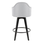 Ahoy 26" Fixed-Height Counter Stool - Set of 2 - Black Bamboo, Light Grey Fabric, Black Metal