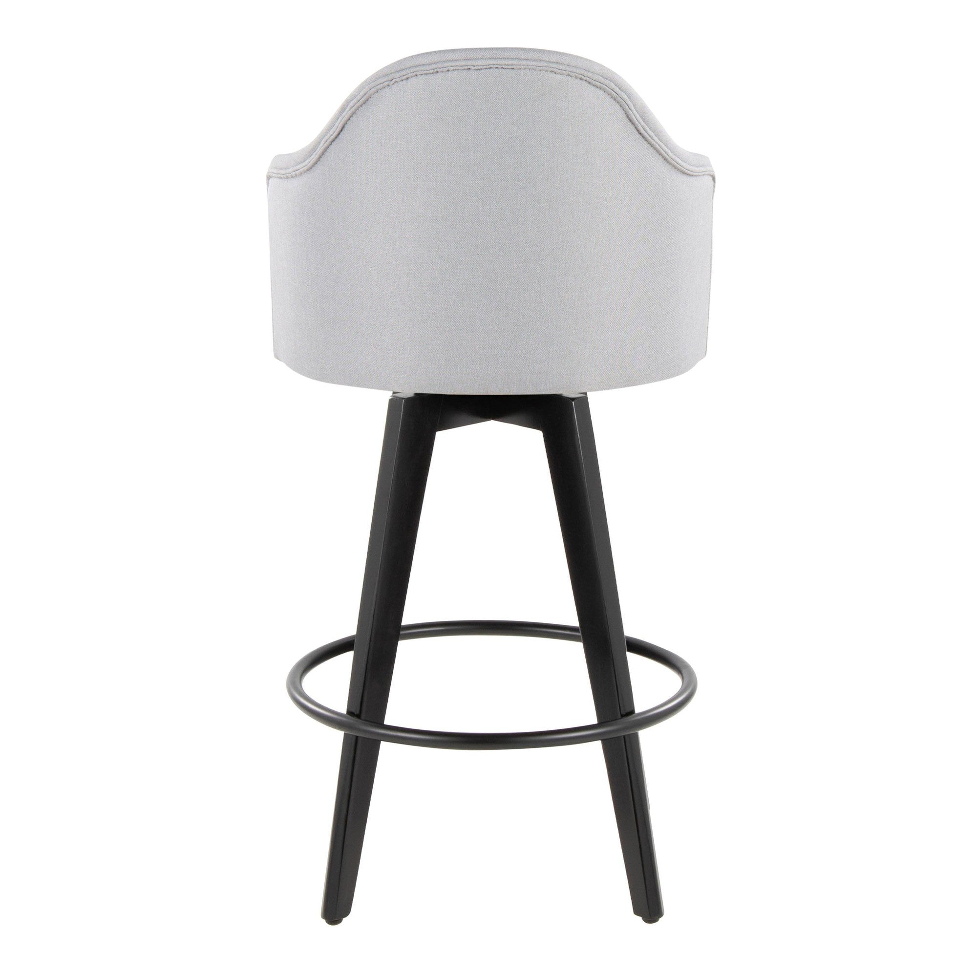 Ahoy 26" Fixed-Height Counter Stool - Set of 2 - Black Bamboo, Light Grey Fabric, Black Metal