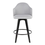 Ahoy 26" Fixed-Height Counter Stool - Set of 2 - Black Bamboo, Light Grey Fabric, Black Metal