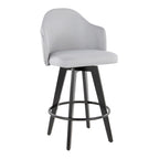 Ahoy 26" Fixed-Height Counter Stool - Set of 2 - Black Bamboo, Light Grey Fabric, Black Metal