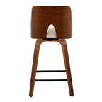 Ariana 24" Fixed-Height Counter Stool - Set of 2 - Walnut Wood, Beige Fabric, Black Metal