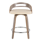 Cassis 24" Fixed-Height Counter Stool - Set of 2 - Light Grey Wood, Cream PU, Chrome Metal