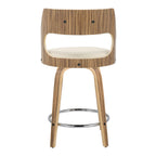 Cecina 24" Fixed-Height Counter Stool - Set of 2 - Chrome Metal, Zebra Wood, Cream PU