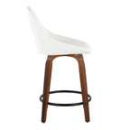 Diana 24" Fixed-Height Counter Stool - Set of 2 - Walnut Wood, White PU, Black Metal