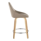 Diana 24" Fixed-Height Counter Stool - Set of 2 - Zebra Wood, Brown PU, Chrome Metal