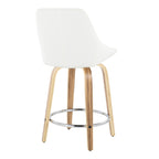 Diana 24" Fixed-Height Counter Stool - Set of 2 - Zebra Wood, White PU, Chrome Metal