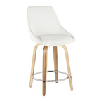 Diana 24" Fixed-Height Counter Stool - Set of 2 - Zebra Wood, White PU, Chrome Metal