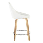 Diana 24" Fixed-Height Counter Stool - Set of 2 - Zebra Wood, White PU, Chrome Metal