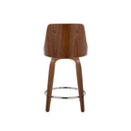 Gianna 24" Fixed-Height Counter Stool - Set of 2 - Walnut Wood, Chrome Footrest, White PU