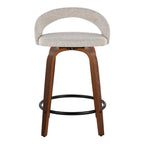 Grotto Upholstered 24" Fixed-Height Counter Stool - Set of 2 - Walnut Wood, Oat Noise Fabric, Black Metal