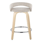 Grotto Upholstered 24" Fixed-Height Counter Stool - Set of 2 - Natural Wood, Oat Noise Fabric, Chrome Metal