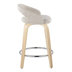 Grotto Upholstered 24" Fixed-Height Counter Stool - Set of 2 - Natural Wood, Oat Noise Fabric, Chrome Metal