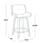 Santi Upholstered 24" Fixed-Height Counter Stool - Set of 2 - Mahogany Wood, Black PU, Chrome Metal