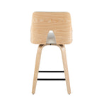 Stella 24" Fixed-Height Counter Stool - Set of 2 - Natural Wood, Cream Fabric, Black Metal