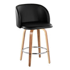Fran 25" Fixed-Height Counter Stool - Set of 2 - Zebra Wood, Black PU, Chrome Metal