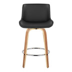 Santi 25" Fixed-Height Counter Stool - Set of 2 - Zebra Wood, Chrome Metal, Grey PU