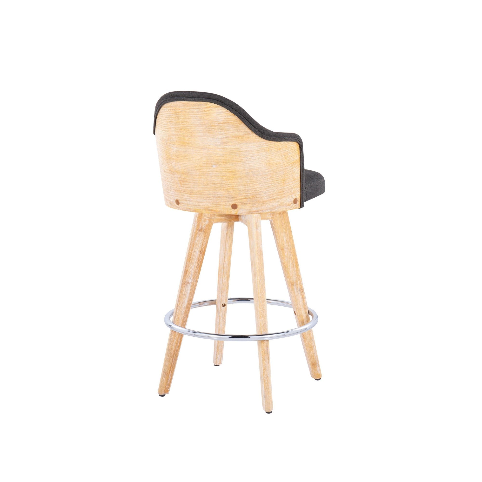 Ahoy 26" Fixed-Height Counter Stool - Set of 2 - Natural Bamboo, Charcoal Fabric, Chrome