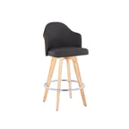 Ahoy 26" Fixed-Height Counter Stool - Set of 2 - Natural Bamboo, Charcoal Fabric, Chrome