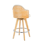 Ahoy 26" Fixed-Height Counter Stool - Set of 2 - Natural Bamboo, Cream PU, Chrome