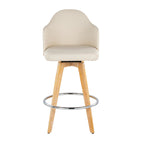 Ahoy 26" Fixed-Height Counter Stool - Set of 2 - Natural Bamboo, Cream PU, Chrome