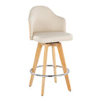 Ahoy 26" Fixed-Height Counter Stool - Set of 2 - Natural Bamboo, Cream PU, Chrome