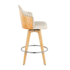 Ahoy 26" Fixed-Height Counter Stool - Set of 2 - Natural Bamboo, Cream PU, Chrome