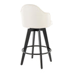 Ahoy 26" Fixed-Height Counter Stool - Set of 2 - Black Bamboo, Cream Fabric, Black Metal