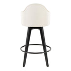 Ahoy 26" Fixed-Height Counter Stool - Set of 2 - Black Bamboo, Cream Fabric, Black Metal