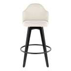 Ahoy 26" Fixed-Height Counter Stool - Set of 2 - Black Bamboo, Cream Fabric, Black Metal