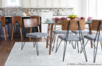 Loft Chair - Set of 2 - Black Metal, Grey Fabric, Walnut Wood