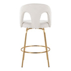 Ava Upholstered 26" Fixed-Height Counter Stool - Set of 2 - Gold Metal, Snow White Fabric