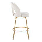 Ava Upholstered 26" Fixed-Height Counter Stool - Set of 2 - Gold Metal, Snow White Fabric