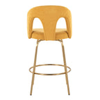 Ava Upholstered 26" Fixed-Height Counter Stool - Set of 2 - Gold Metal, Yellow Fabric