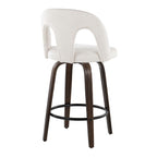 Ava Upholstered 26" Fixed-Height Counter Stool - Set of 2 - Walnut Glazed Wood, Snow White Fabric, Black Metal