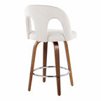 Ava Upholstered 26" Fixed-Height Counter Stool - Set of 2 - Walnut Wood, Snow White Fabric, Chrome Metal