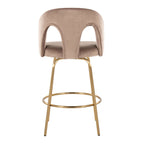 Ava Upholstered 26" Fixed-Height Counter Stool - Set of 2 - Gold Metal, Taupe Velvet