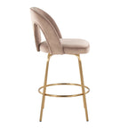 Ava Upholstered 26" Fixed-Height Counter Stool - Set of 2 - Gold Metal, Taupe Velvet
