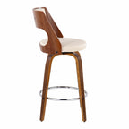 Cecina 26'' Fixed-Height Counter Stool - Set of 2 - Walnut Wood, Cream PU, Chrome Metal