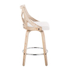 Charlotte 26" Fixed-Height Counter Stool - Set of 2 - Whitewashed Wood, Chrome Metal, Cream Fabric