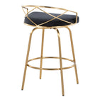 Charlotte Glam 26" Fixed-Height Counter Stool - Set of 2 - Gold Metal, Black Velvet