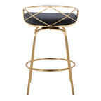 Charlotte Glam 26" Fixed-Height Counter Stool - Set of 2 - Gold Metal, Black Velvet