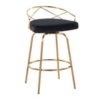 Charlotte Glam 26" Fixed-Height Counter Stool - Set of 2 - Gold Metal, Black Velvet