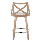 Charlotte 26" Fixed-Height Counter Stool - Set of 2 - Whitewashed Wood, White PU, Chrome Metal