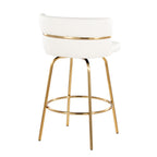 Cinch Claire 26" Fixed-Height Counter Stool - Set of 2 - Gold Metal, White PU