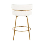 Cinch Claire 26" Fixed-Height Counter Stool - Set of 2 - Gold Metal, White PU