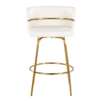 Cinch Claire 26" Fixed-Height Counter Stool - Set of 2 - Gold Metal, White PU