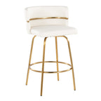 Cinch Claire 26" Fixed-Height Counter Stool - Set of 2 - Gold Metal, White PU